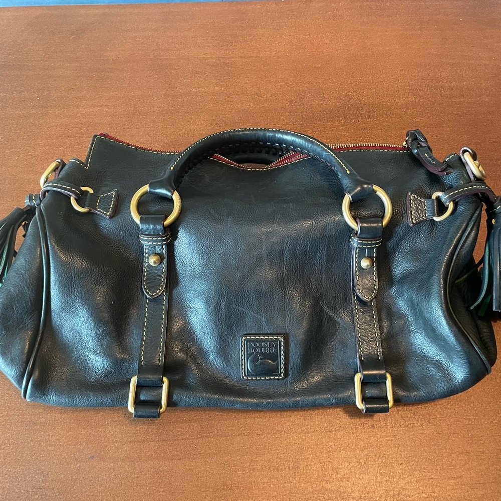 Navy Blue Dooney Leather Satchel